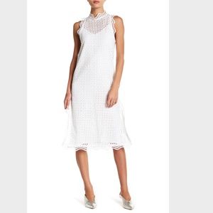 NEW IRO Vicki Sleeveless Eyelet Midi Dress White